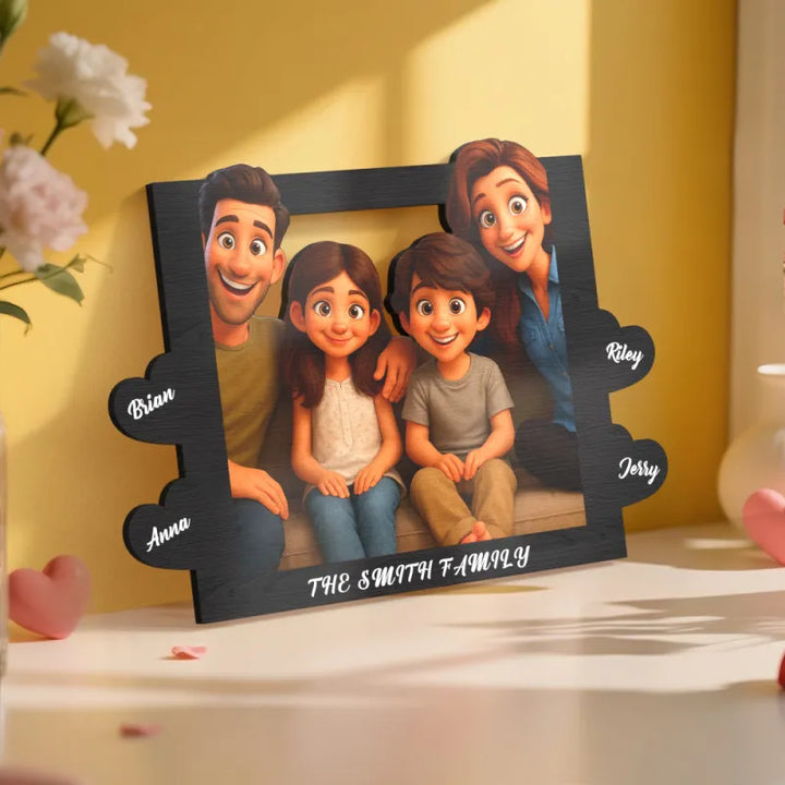 Personalized Cartoon Style Heart-Shaped Name Photo Frame Best Anniversary Birthday Family Holiday Gift