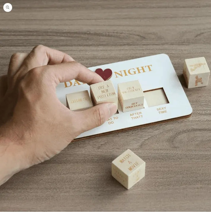 Wooden Dice Naughty Couple Dice Game for Him Funny Portable Couple Dice Kit for Adults Women Men Girlfriend Boyfriend Valentine's Day