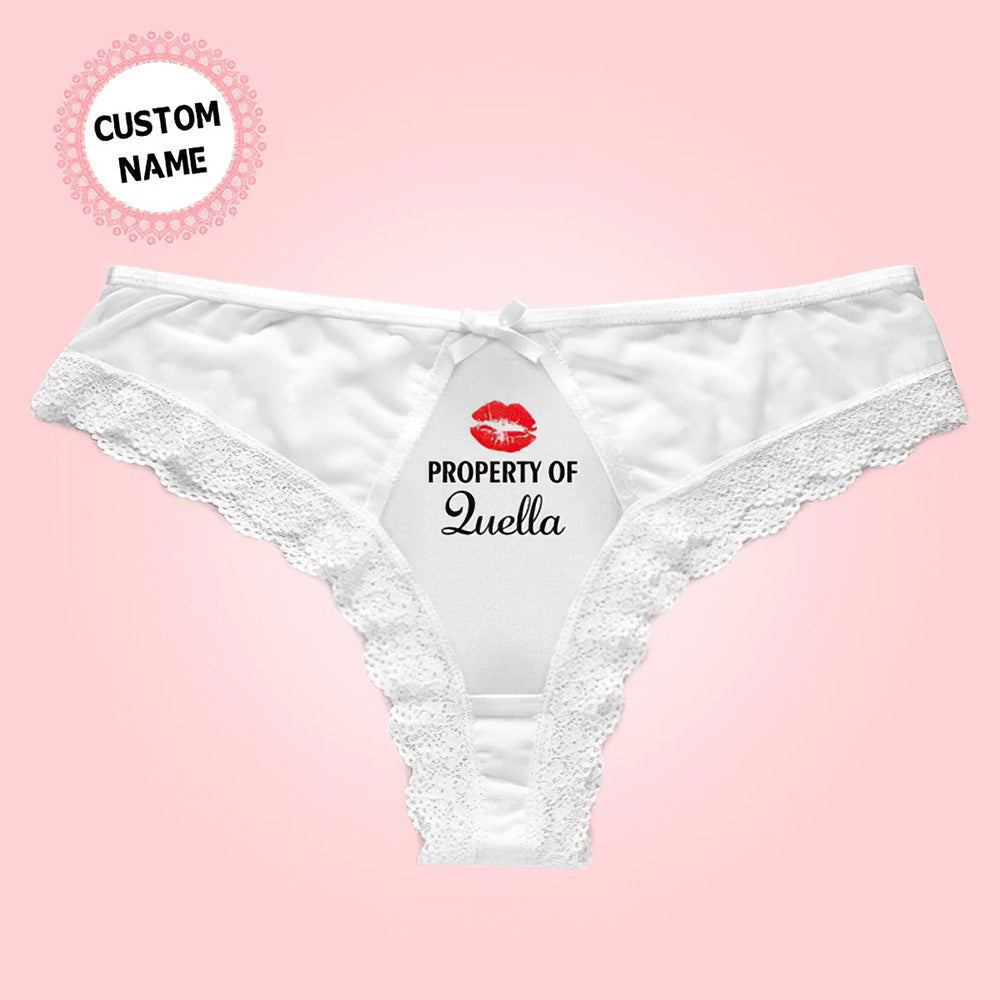 Custom Name Thong Personalized White Lace Sexy Panties