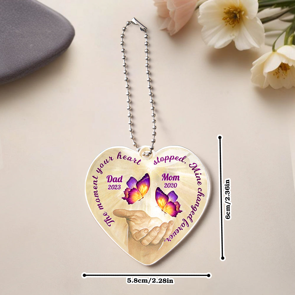 Personalized Butterfly Car Ornament with Name Heart Memorial Ornament Gift
