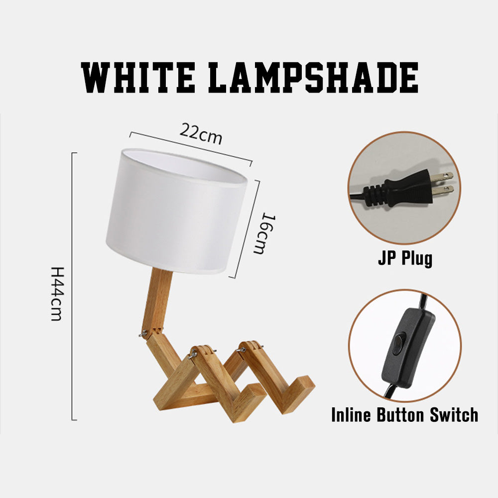 Wooden Robot Table Lamp – Creative Bedside Lamp for Bedroom Artistic Decor Light for Living Room Birthday & Christmas Gift