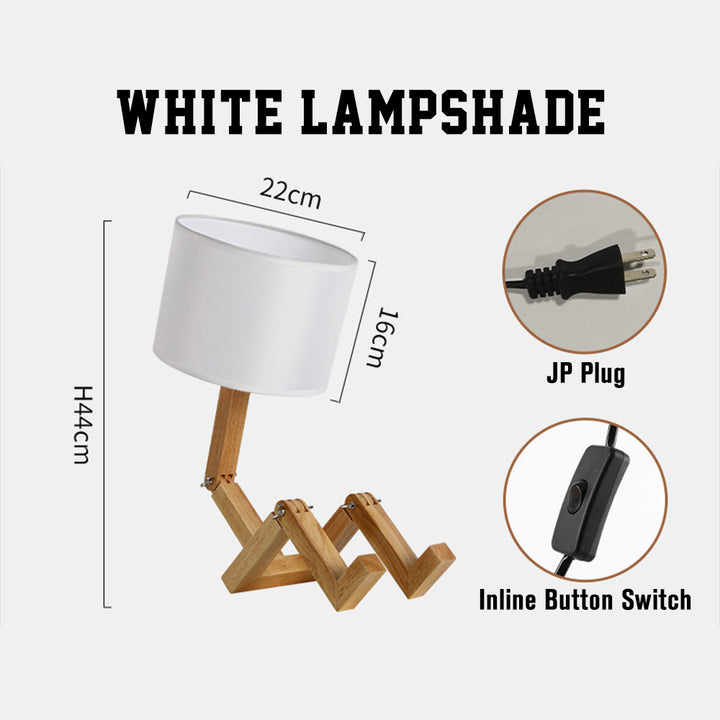 Wooden Robot Table Lamp – Creative Bedside Lamp for Bedroom Artistic Decor Light for Living Room Birthday & Christmas Gift