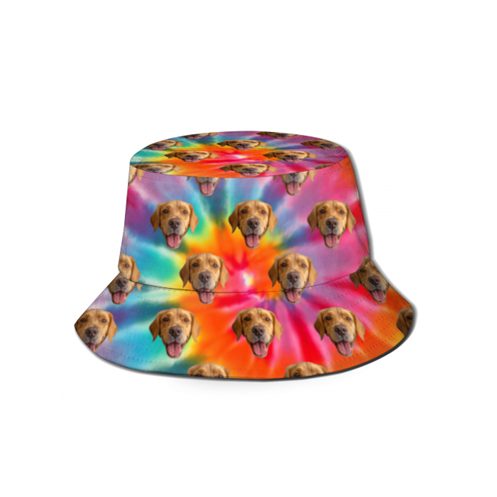 Custom Face Bucket Hat Tie Dye Prints Outdoor Cap Unisex