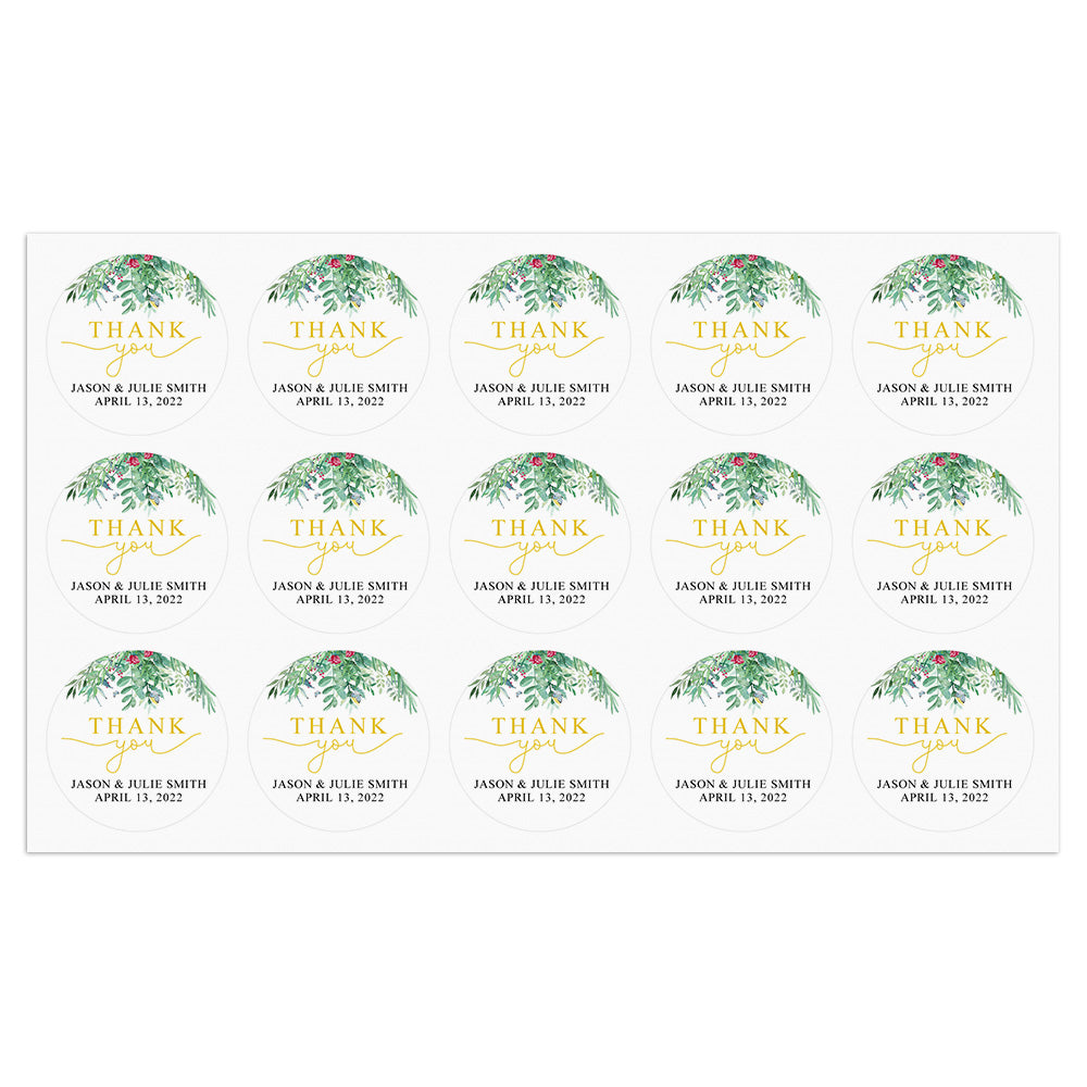 Personalized Thank You Stickers Round Wedding Birthday Favor labels for Gifts