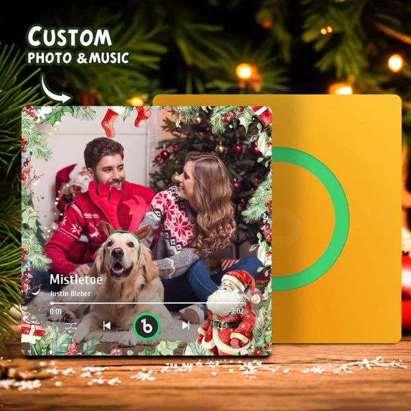 FridgeBeats Frameless Custom Family Photo Music Fridge Magnet Christmas Gifts for Family Personalized Music Magnets Can Play Songs