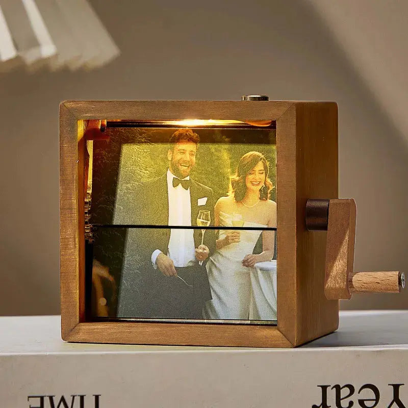 Custom Flipbook Frame with Light – Hand-Cranked Detachable Photos Animation Box, Auto 24-Frame Capture from Video – Unique Anniversary Gift