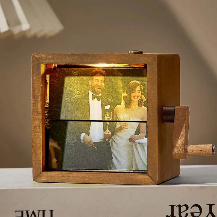 Custom Flipbook Frame with Light – Hand-Cranked Detachable Photos Animation Box, Auto 24-Frame Capture from Video – Unique Anniversary Gift