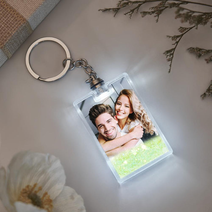 Custom Photo Illuminated Quicksand Keychain Personalized Flowing Sand Gift for Birthday Anniversary