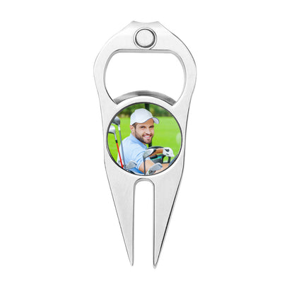 Custom Photo Golf Ball Marker Bottle Opener Golf Fork Ball Marker for Golf Practice