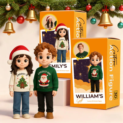 Custom Cute 3D Mini Figure Christmas Desk Figurine Based on Your Picture Cute and Professional Style Christmas Gift