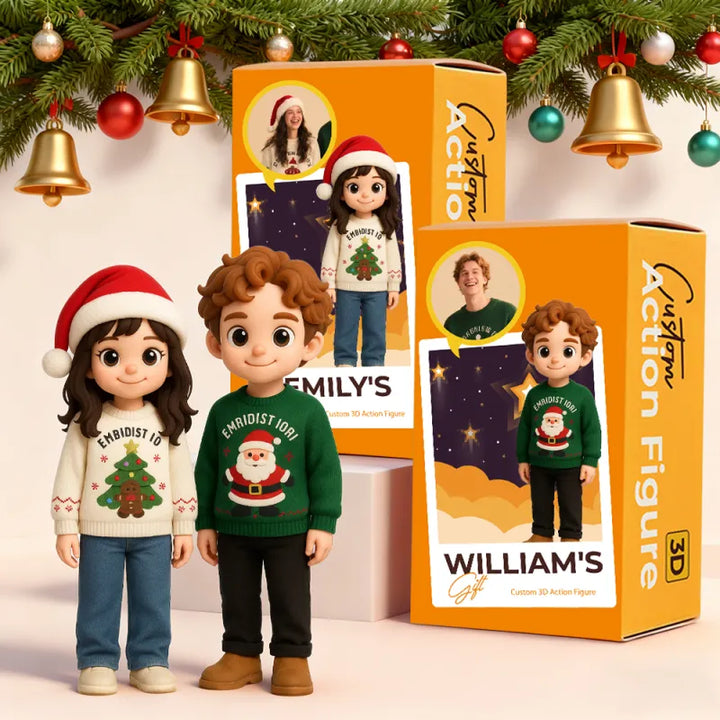 Custom Cute 3D Mini Figure Christmas Desk Figurine Based on Your Picture Cute and Professional Style Christmas Gift