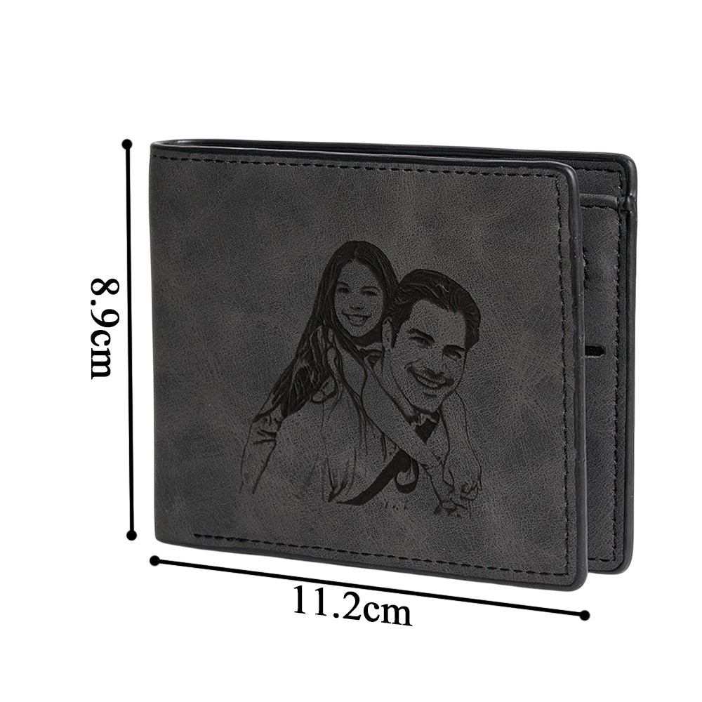 Personalized Photo & Message Wallet – Custom Engraved PU Leather Wallet Birthday Gift Father's Day Gift Christmas Gift