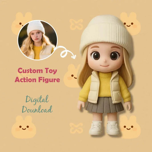 Custom 1 Person and 1 Pet 3D Mini Figure From Your Photo Personalized Toy Figure Gifts For Kids