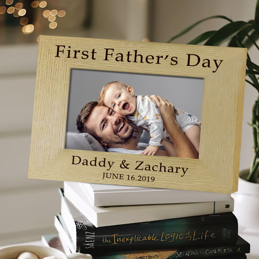 Personalized Photo Frame First Father's Day Wood Picture Frame For New Dad
