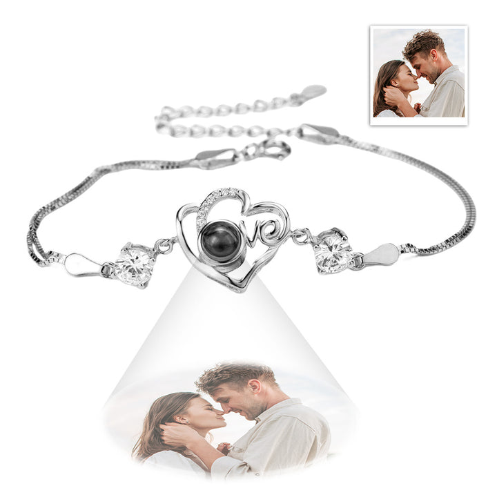 Personalized Heart-shaped Love Projection Bracelet 925 Sterling Silver