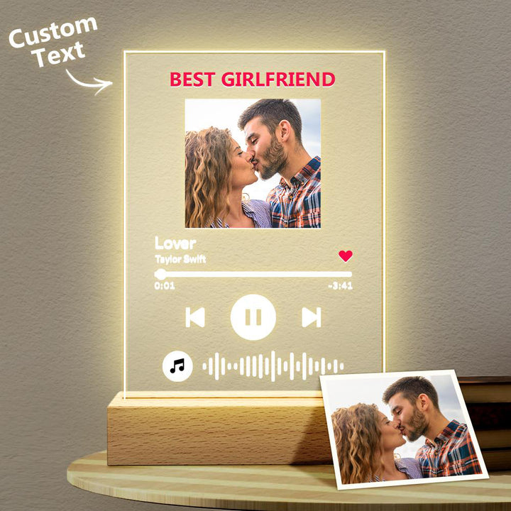 Custom Photo Keychain Music Code Plaque Scannable Music Personalized Acrylic NightLight BestGirfriend Gift