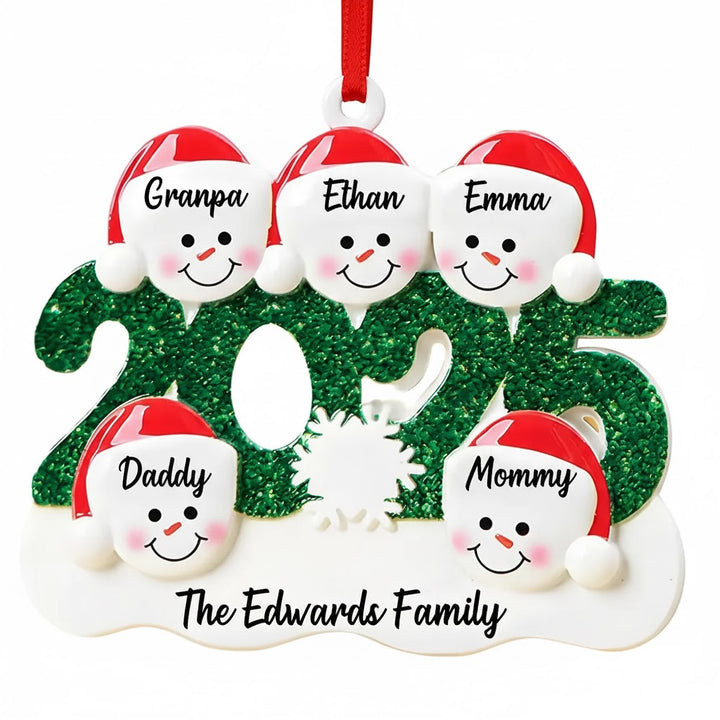 Custom Family Name & Year Snowman Ornament – Personalized Christmas Tree Decoration