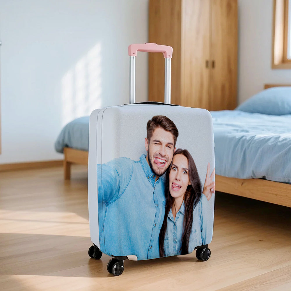 Personalized Photo Luggage Cover – Custom Travel Accessories