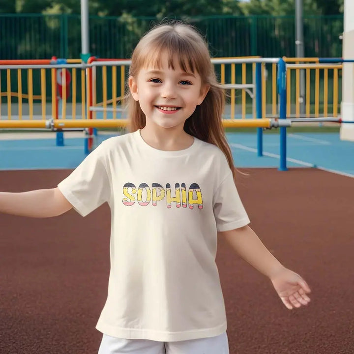 Personalized Back to School Pencil Name T-shirt First Day of School Shirt Gift for Kids