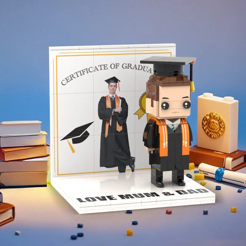 Personalized Text Brick Figure Full Body Customizable 1 Person Display Panel Graduation Gift