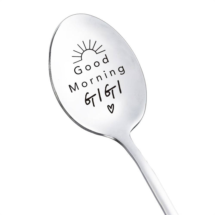 Good Morning Coffee Spoon Stainless Steel Spoon Gift for Nana Papa Mom