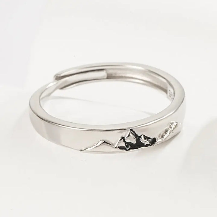 Mountain Ocean Couple Rings Matching Adjustable Ring Jewelry Gift for Lovers