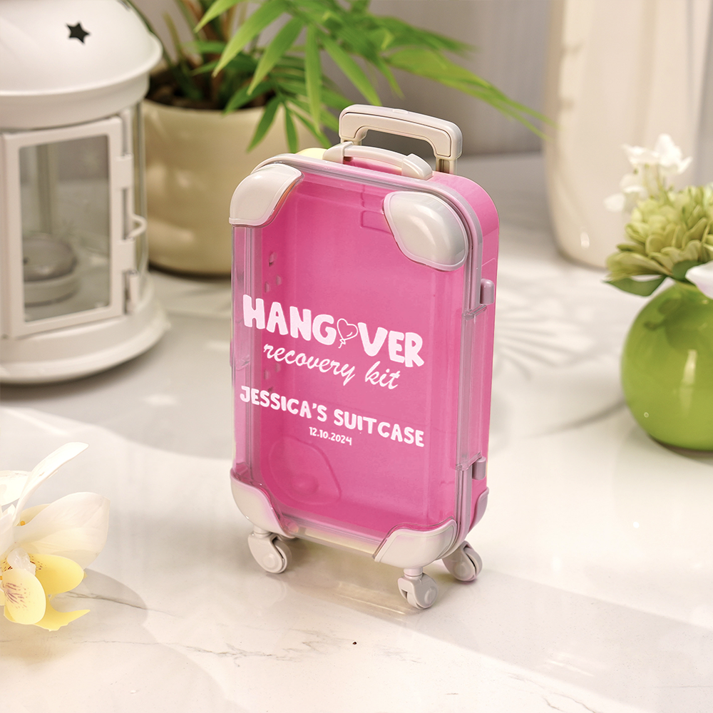 Personalized Suitcase Design Hangover Recovery Kit with Name for Bachelorette Party Bridal Shower