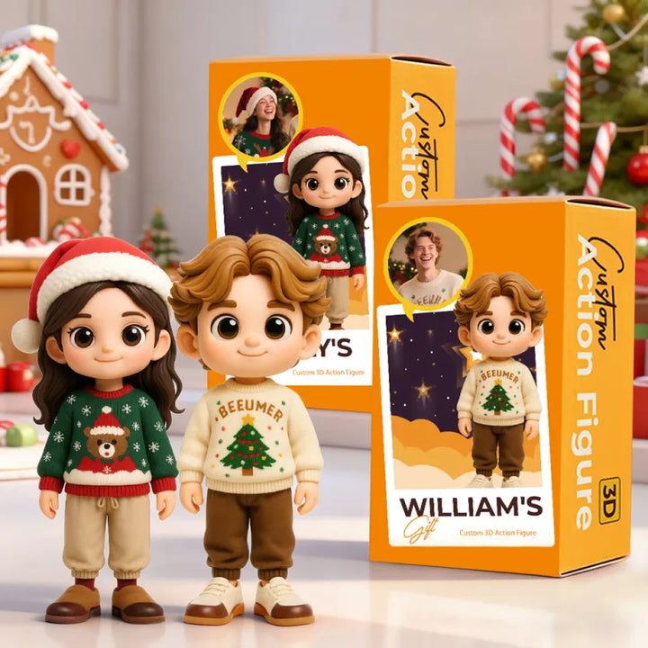 Custom Cute 3D Mini Figure Christmas Desk Figurine Based on Your Picture Cute and Professional Style Christmas Gift