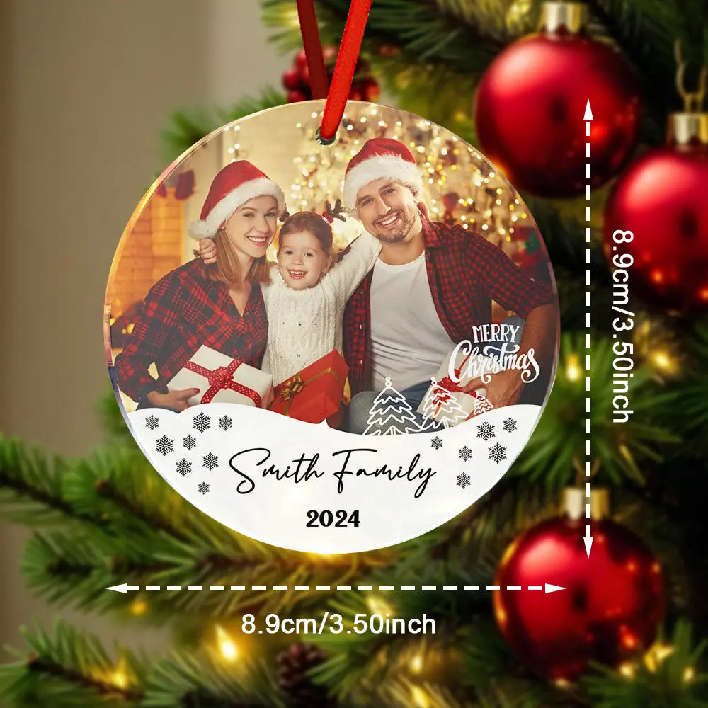 Personalized Photo Christmas Ornament with Family Name Christmas Ornament Gifts for Family