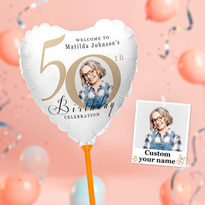 Custom 50th Birthday Balloons with Photo for Birthday Party Decoration