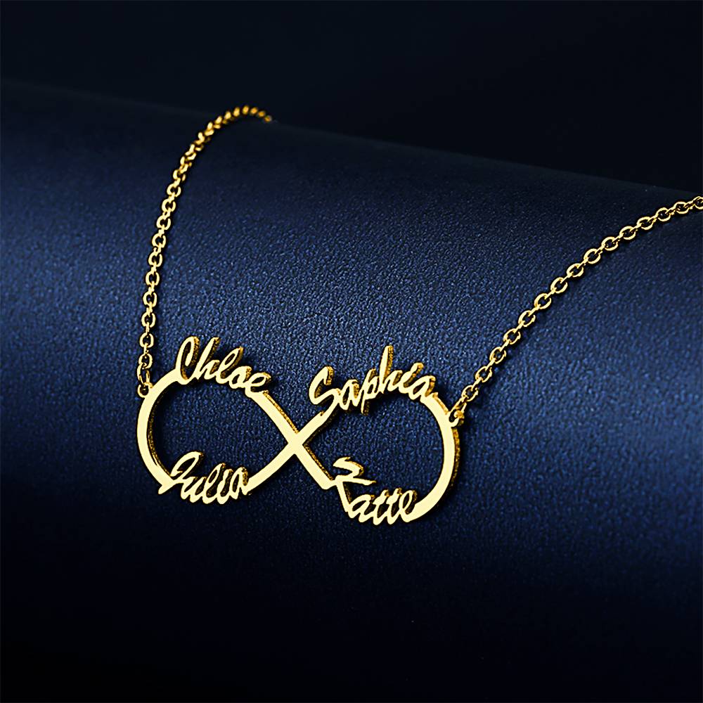 Custom Infinity Name Necklace with Four Names - S925 Silver