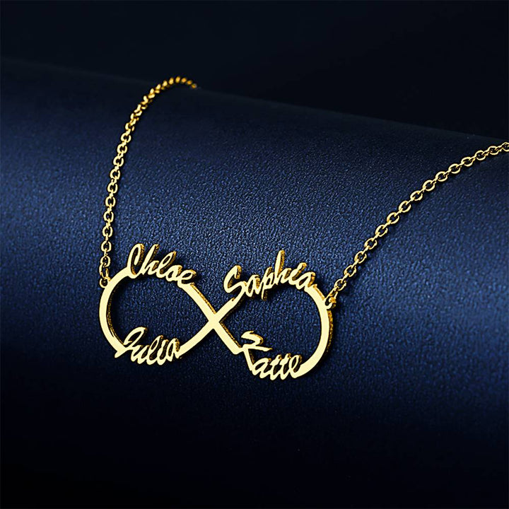 Custom Infinity Name Necklace with Four Names - S925 Silver