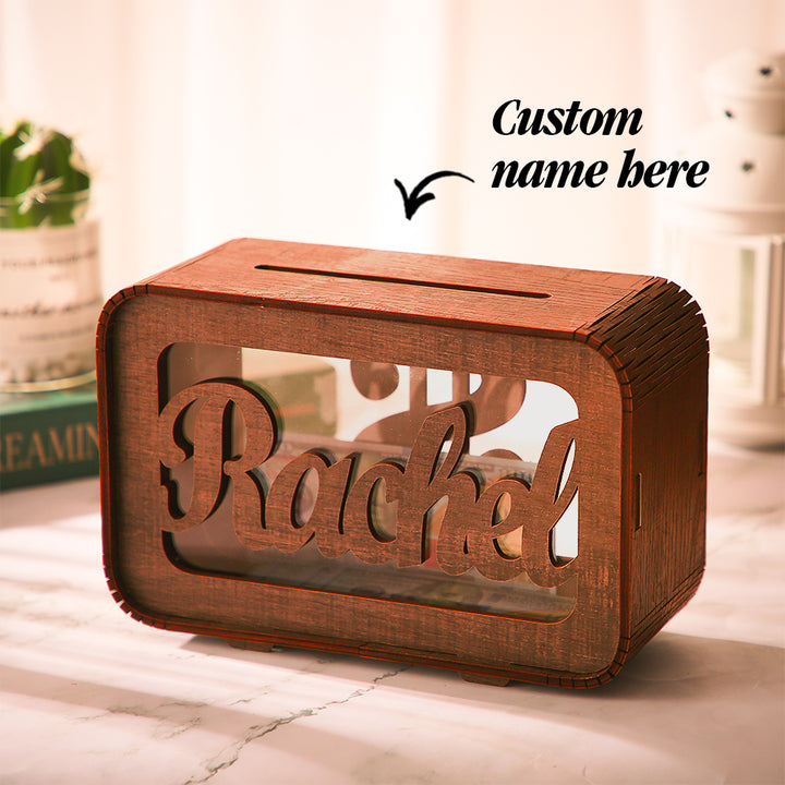 Personalized Name Money Bank Wood Piggy Banks