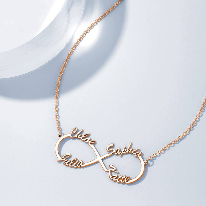 Custom Infinity Name Necklace with Four Names - S925 Silver