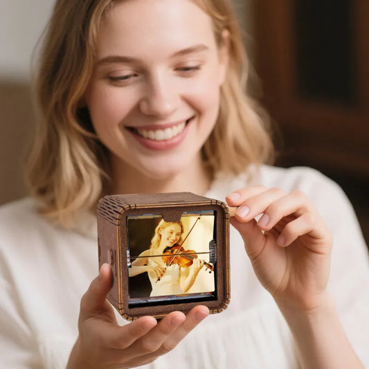 Custom 8/16 Photos Music Flipbook Frame Animation Machine Mechanical Hand-cranked Photo Album with Light Unique Mother's Day Gifts