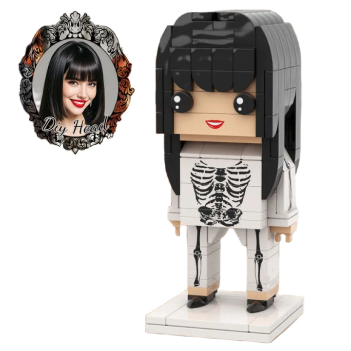 Custom Head Horror Skeleton Girl DIY Head Halloween Brick Figures Personalized Brick Figures Small Particle Block