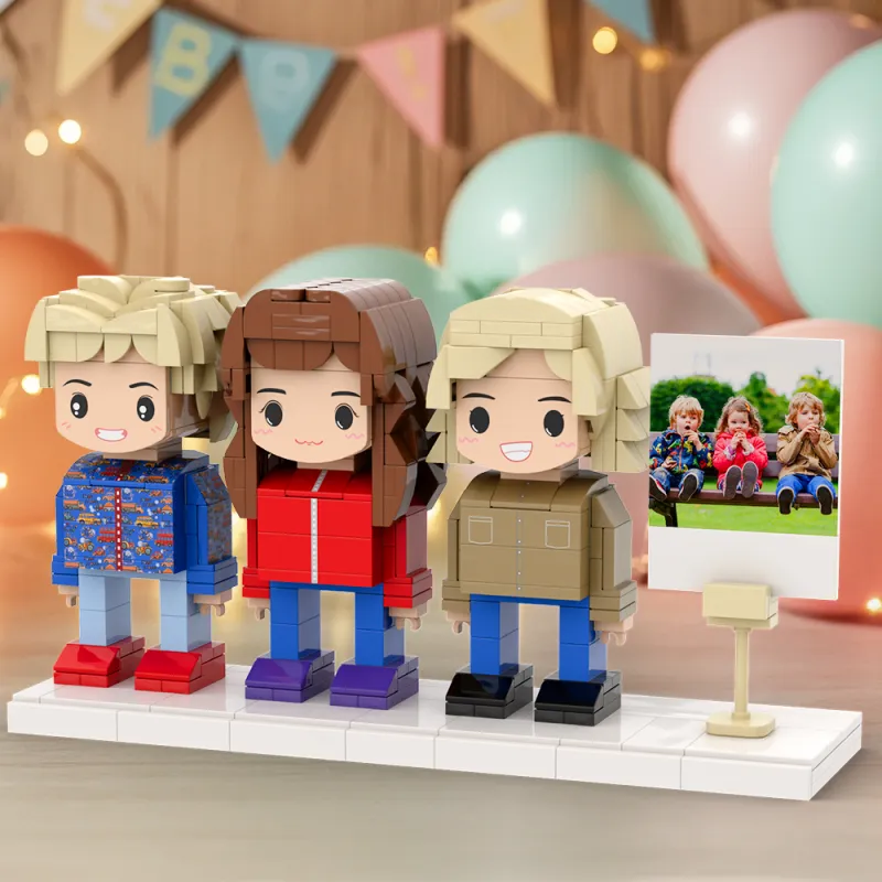 Full Body Customizable 3 People Photo Frame Cute Kids Creative Toy Gift Custom Brick Figures