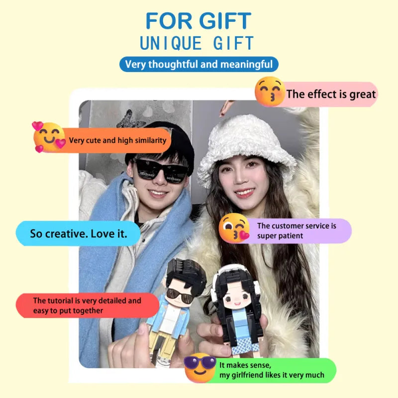 Full Body Customized 2 People Duddu Brick Figures Creative Couple Gifts Perfect Gift For Valentine's Day Birthday Gift