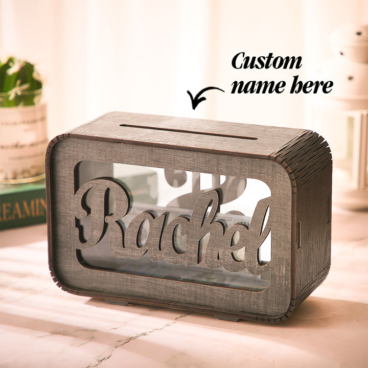 Personalized Name Money Bank Wood Piggy Banks