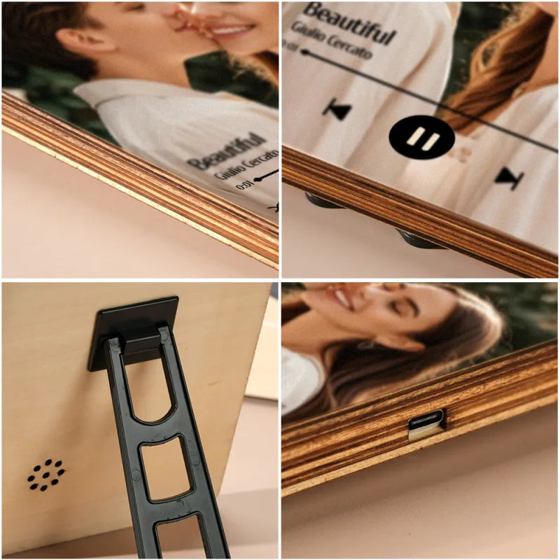Custom Music Photo Frame That Plays Music Without Cell Phone Wooden Music Record Player Wedding Anniversary Gifts