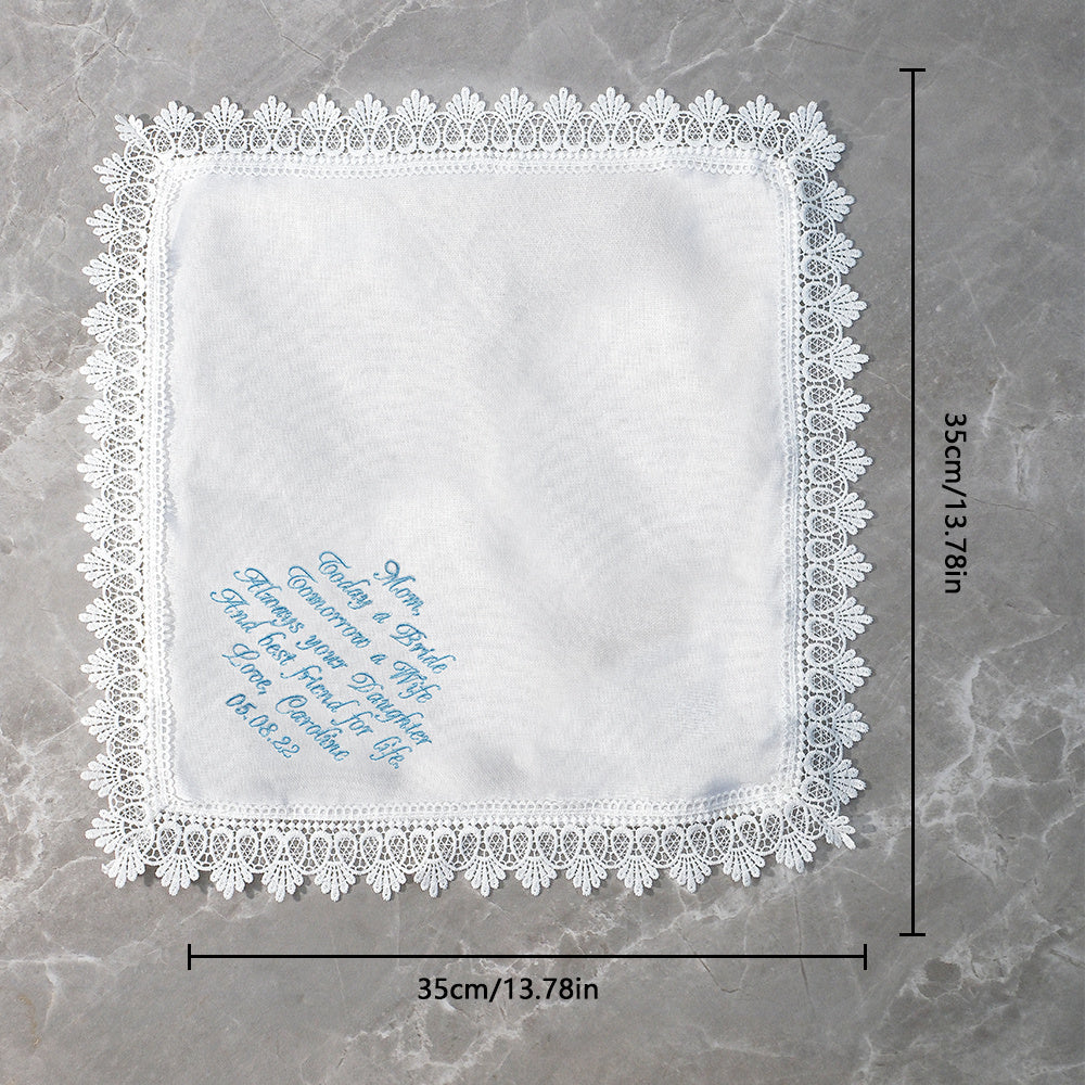 Personalized Wedding Handkerchief Embroidered Hankies Gifts for Mother of the Bride