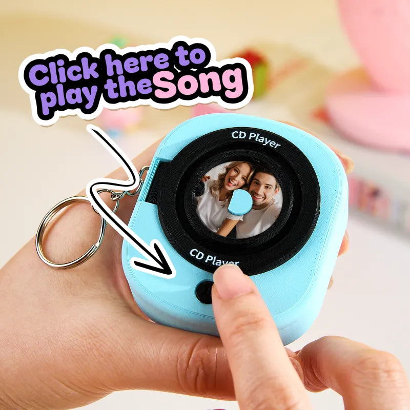 Custom Music CD Record Player Keychain Photo Keychain with Removable Disc