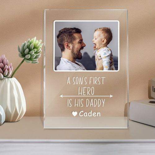 Custom Name and Photo Plaque with Base Night Light Father's Day Gift