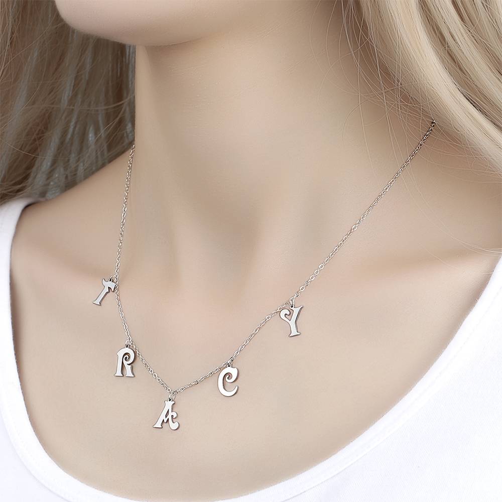 Personalized Sterling Silver Letter Initials Necklace Name Jewelry Necklaces