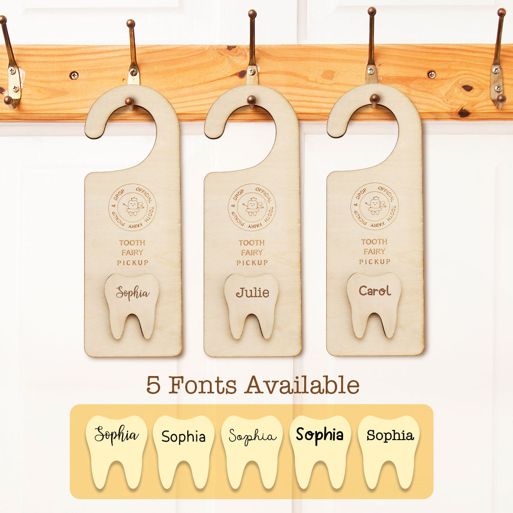 Personalized Wooden Tooth Fairy Door Hanger Teeth Holder Pick Up Box Home Decoration Gift for Kids