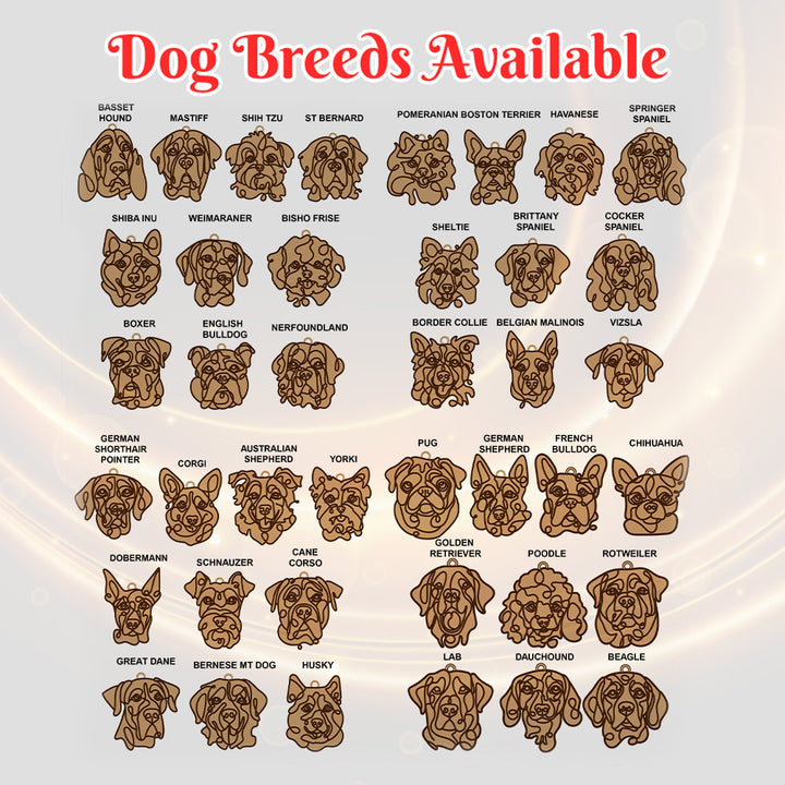 Personalized Line Art Dog with Name Christmas Ornament Christmas Gift for Dog Lover