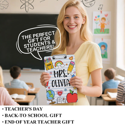 Custom Text Name Folder with Rainbow Stationery Design – Teacher's Day & Back to School Gift