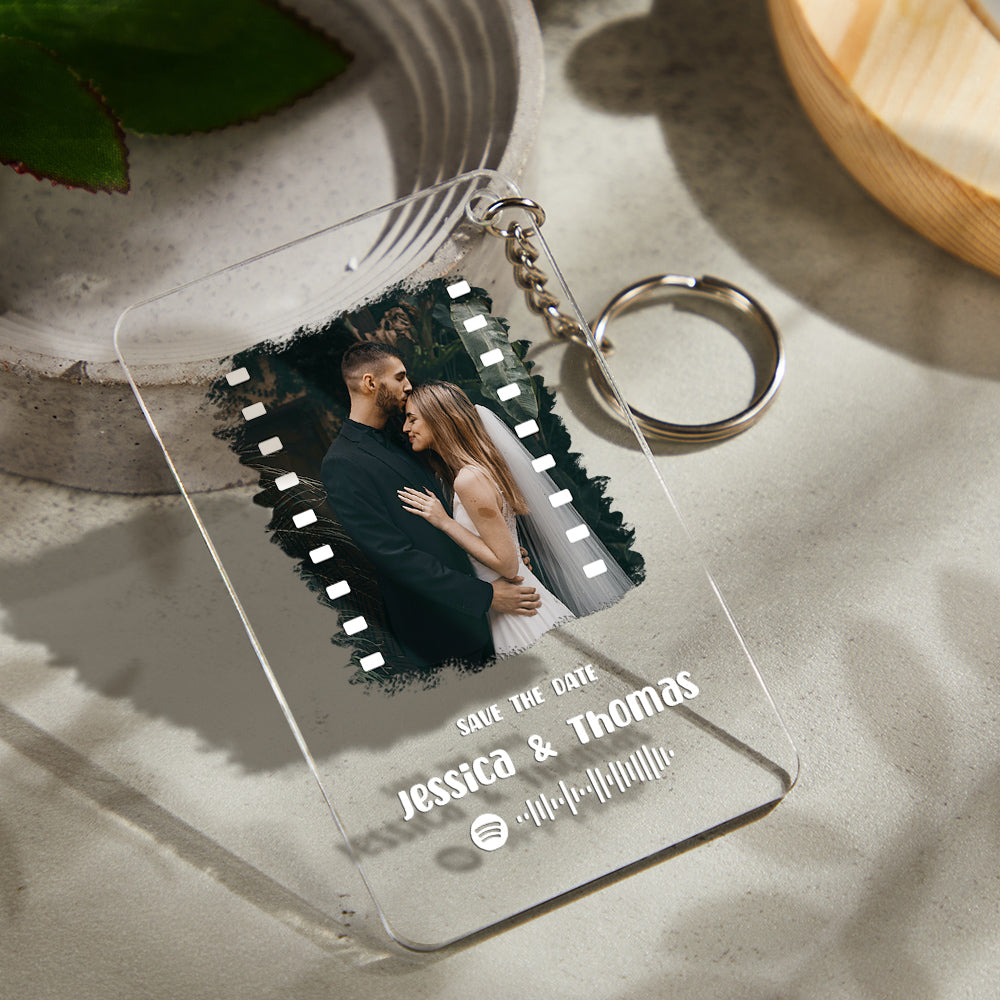 Custom Photo Music Plaque Personalized Glass Keychain Gift Foe Lover