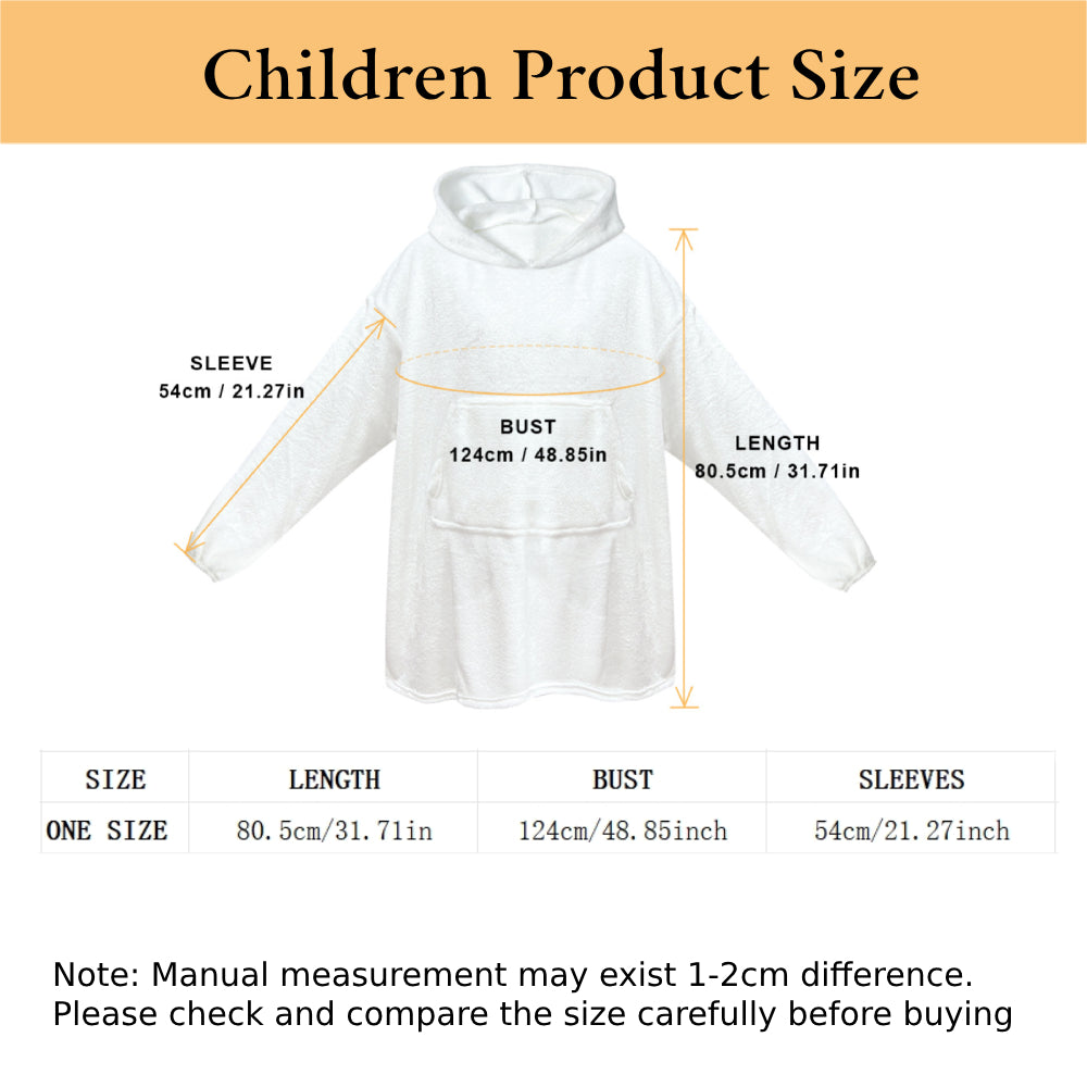 Personalised Photo Blanket Hoodie Unisex Oversized Blanket Sweatshirt for Adult Kids