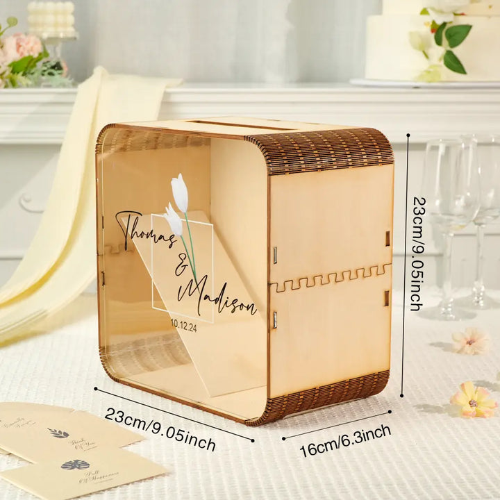 Personalized Wedding Card Box Square Wedding Memory Box Wedding Gift for Couple
